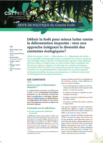 Definitions Note de politique couverture